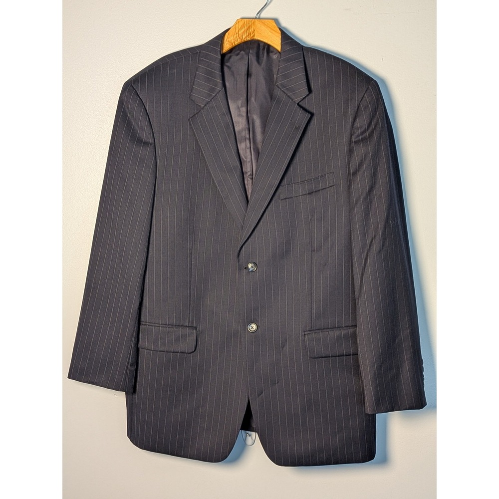 Jones New‎ York Classic Mens Pinstripe Two Button Blazer Suit Jacket 42R Navy